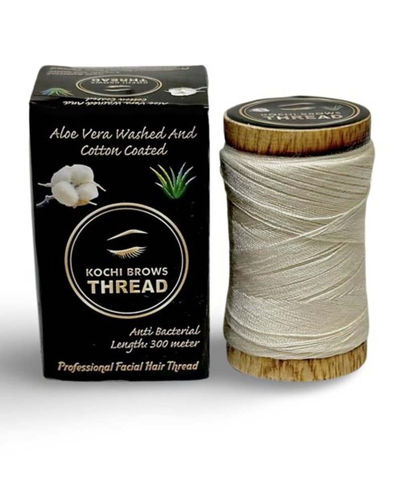 Kochi Co Eyebrow Threading | Organic Cotton Thread for Precise Eyebrow Shaping | Ideal for Salon and Home Use | Thread for Perfect Eyebrow Sculpting (Pack of 1), Natural