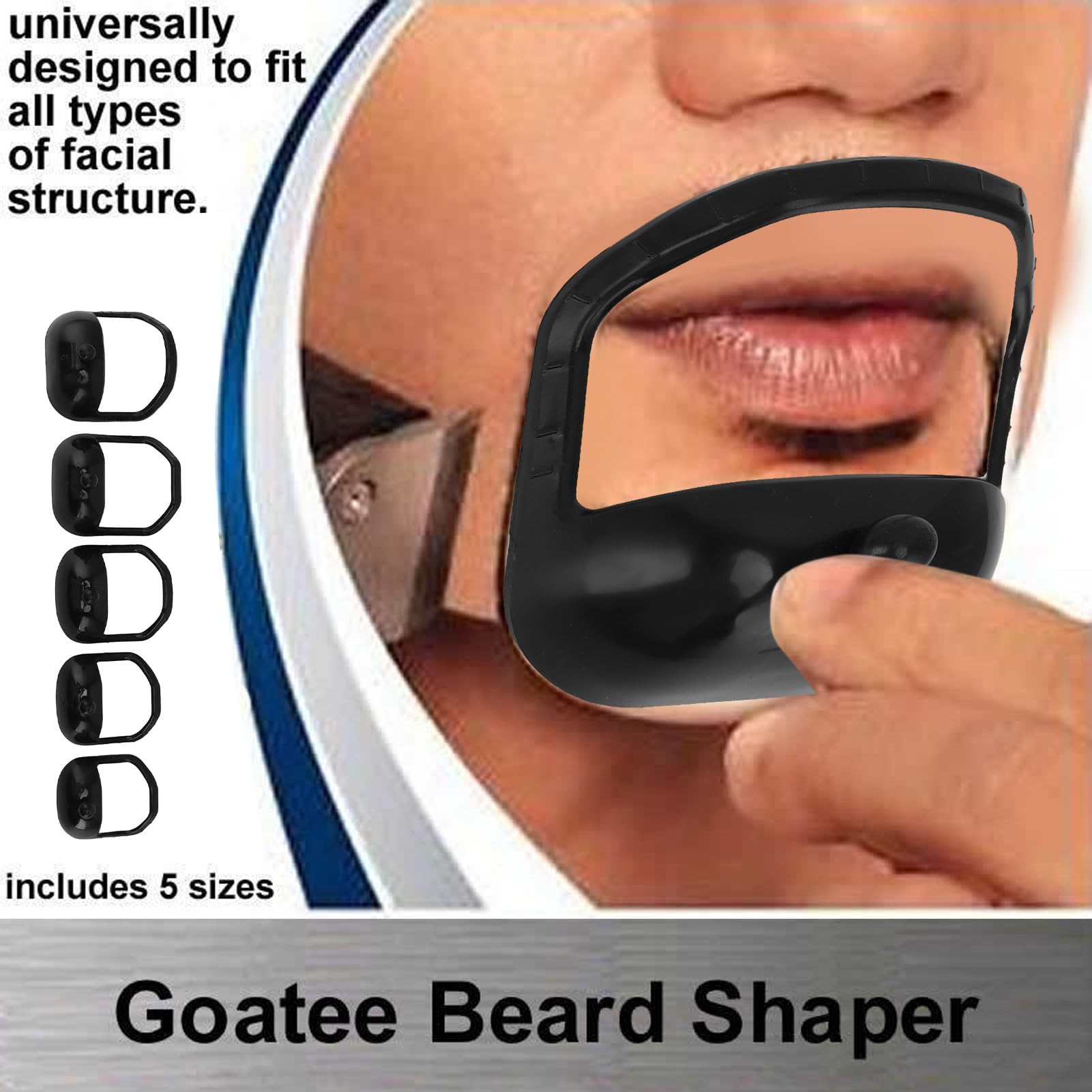 Beard Shaping Tool, Beard Shaper, 15 Pcs Beard Shaving Template, 5 Size, Precise Trimming, Beard Shaping, for Goatee Mustache Sideburns, Jaw Cheek Neck Line
