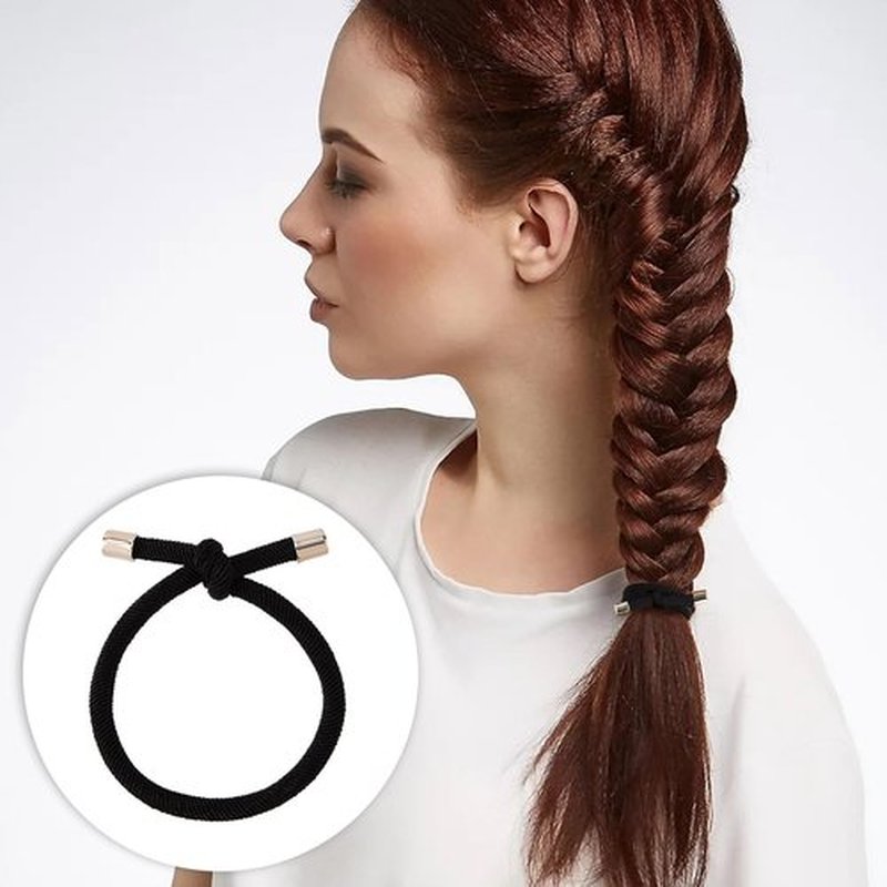 Pndeyo 15pcs Black Knotted Hair Ties, Elastic Knot Hair Bands Ponytail Holders, Non-Slip Hair Rope Bracelets for Thin Thick Wavy Curly Straight Long Short Hair