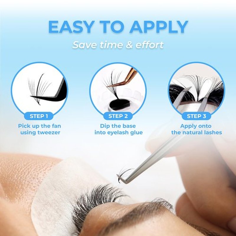 TEGAN LASH 500 Wispy Premade Fans Eyelash Extensions, Handmade Volume Lashes, From 5D-9D, 0.05/0.07 Thickness, C/CC/D Curl, 9-15mm Length, Thin Base, Soft, Long-Lasting, Easy to Apply (5D-0.07-CC-13)