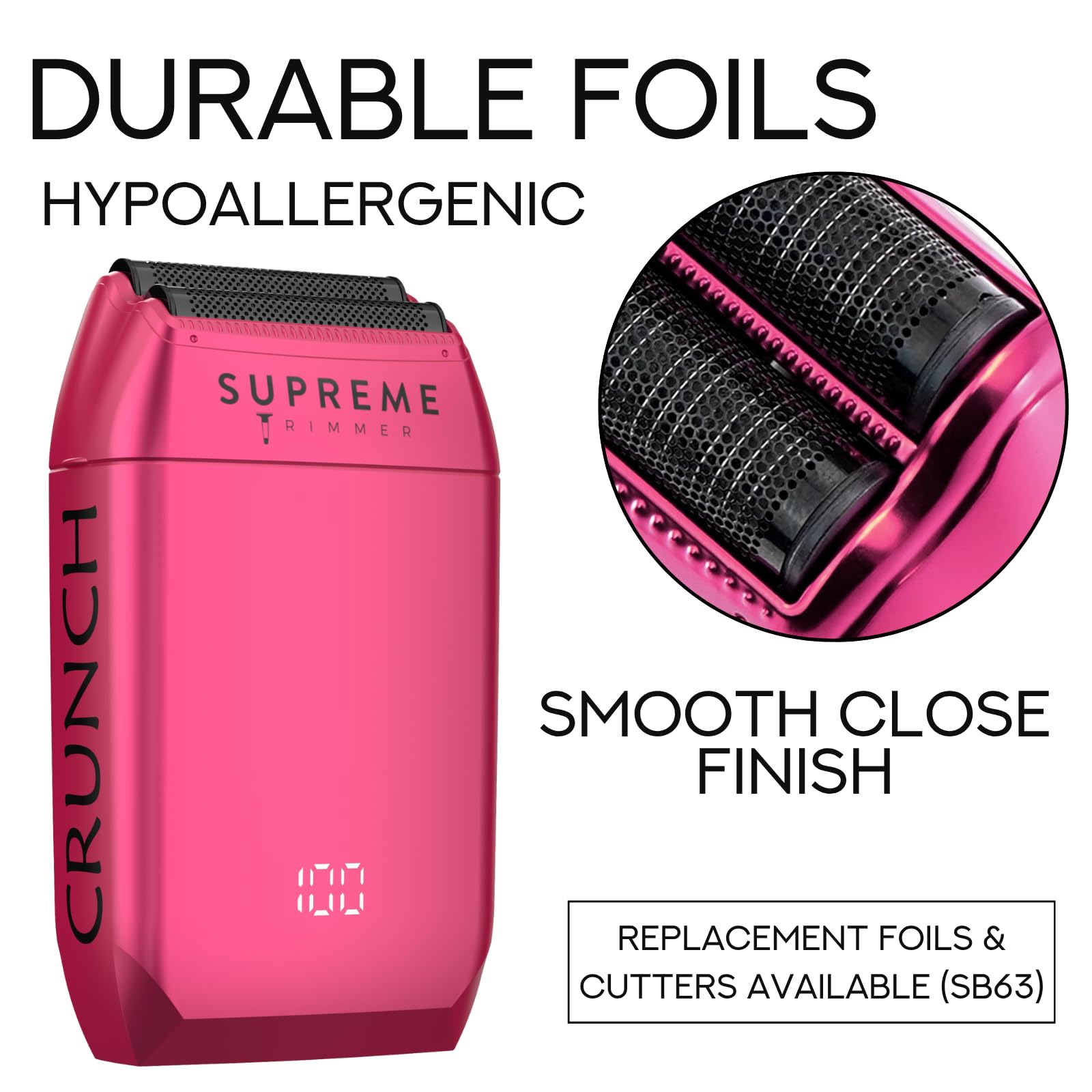 Supreme Trimmer Vader Trimmer & Crunch Foil Shaver Barber Haircutting Kit | Professional DLC T-Blade Beard Trimmer & Waterproof IPX6 Shaver Set | Pink