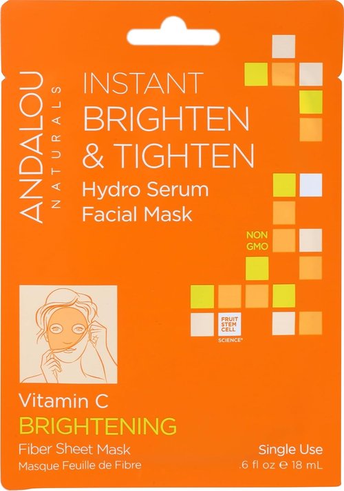 Andalou Naturals Hydro Serum Facial Mask - Instant Brightening & Tightening, 0.6 Fl Oz