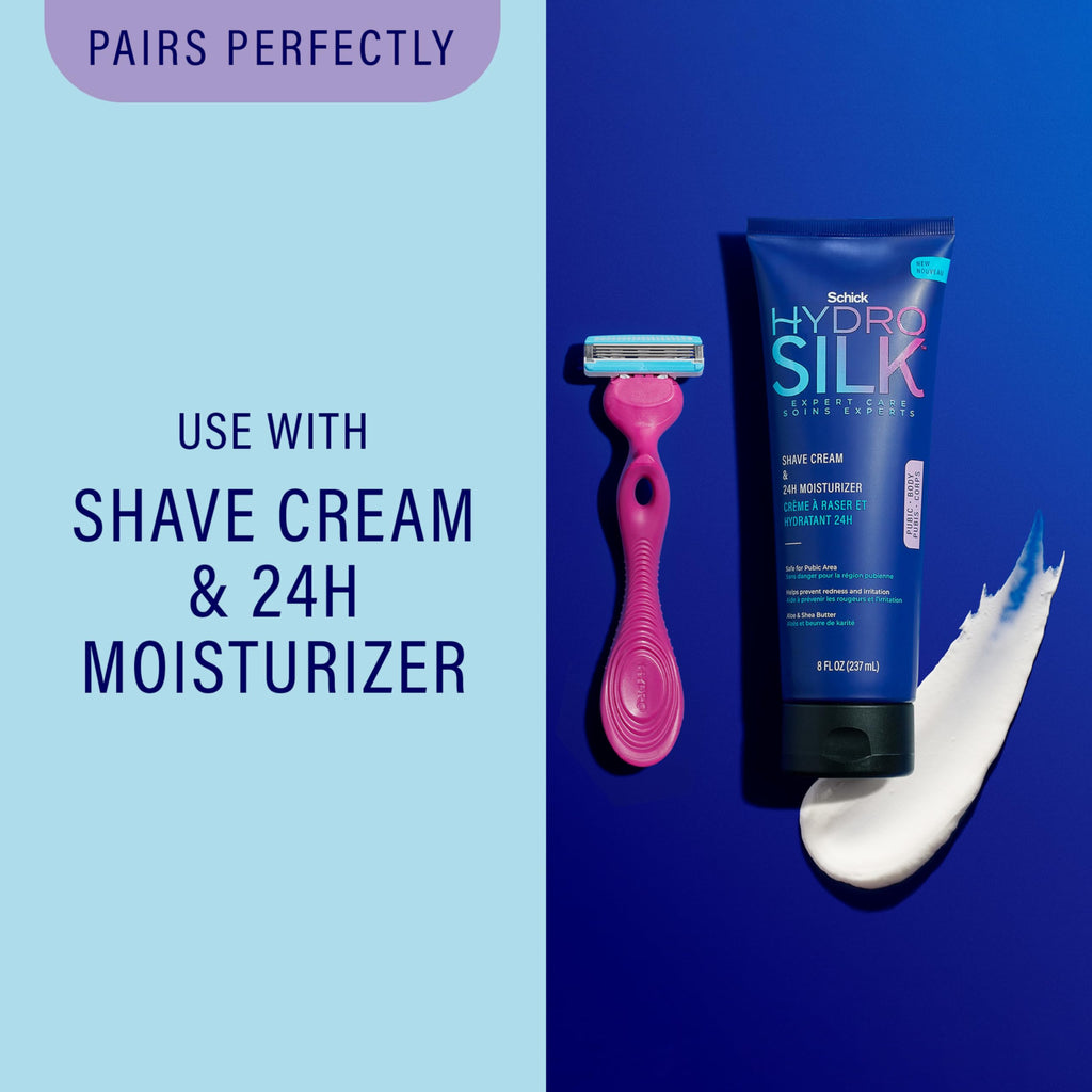 Schick Hydro Silk Ultimate Pubic Skin Protection, Bikini Razor | Razors for Women Sensitive Skin, Pubic Hair Razor for Women, Includes 1 Handle with 3 Refills