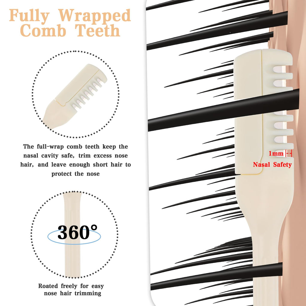 MBAIYO 10-Pack Manual Nose Hair Trimmer, 360° Rotating Nasal Hair Cutter with Ear Picker for Women Men Double Sided Nose Hairs Remover Tool
