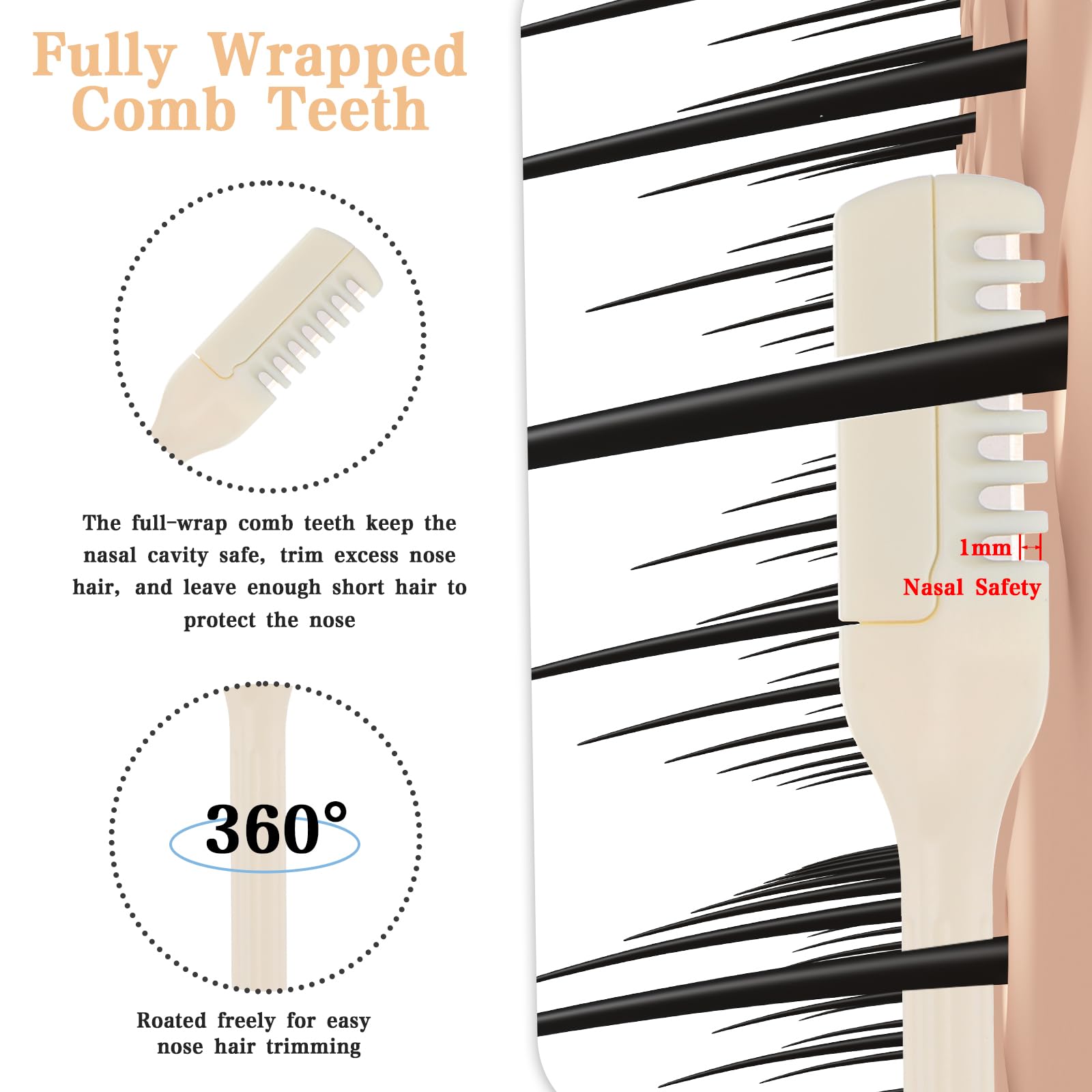 MBAIYO 10-Pack Manual Nose Hair Trimmer, 360° Rotating Nasal Hair Cutter with Ear Picker for Women Men Double Sided Nose Hairs Remover Tool