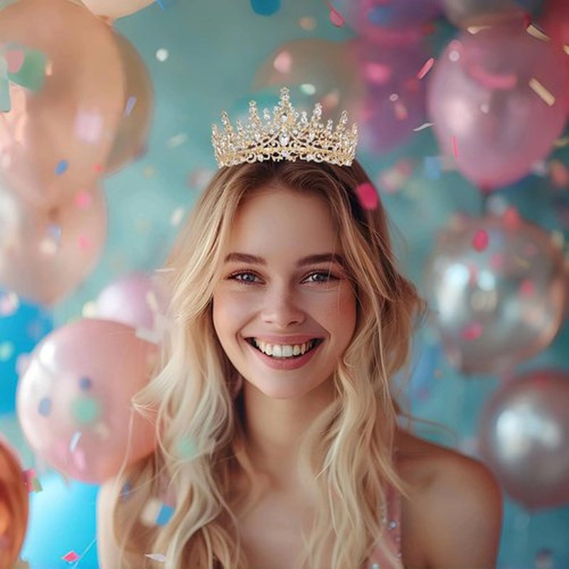 Schmoopy Tiara Crown for Women, Hair Accessories for Party Wedding (B-Gold)