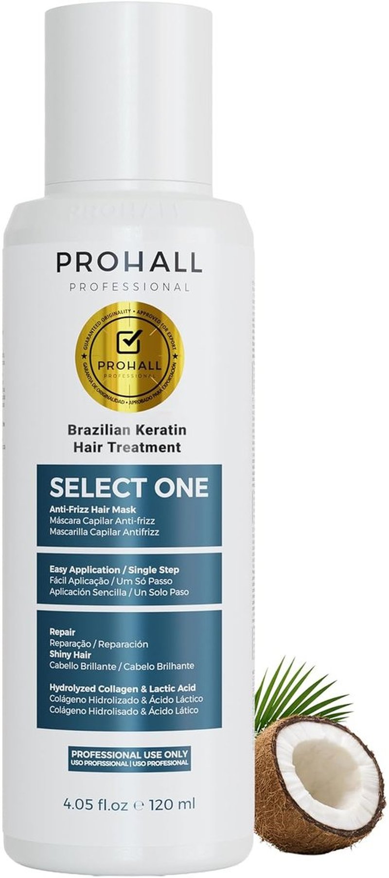 Prohall Select Brazilian Keratin Treatment - Formaldehyde-Free Blowout Complex | 4.05 oz Hair Treatment