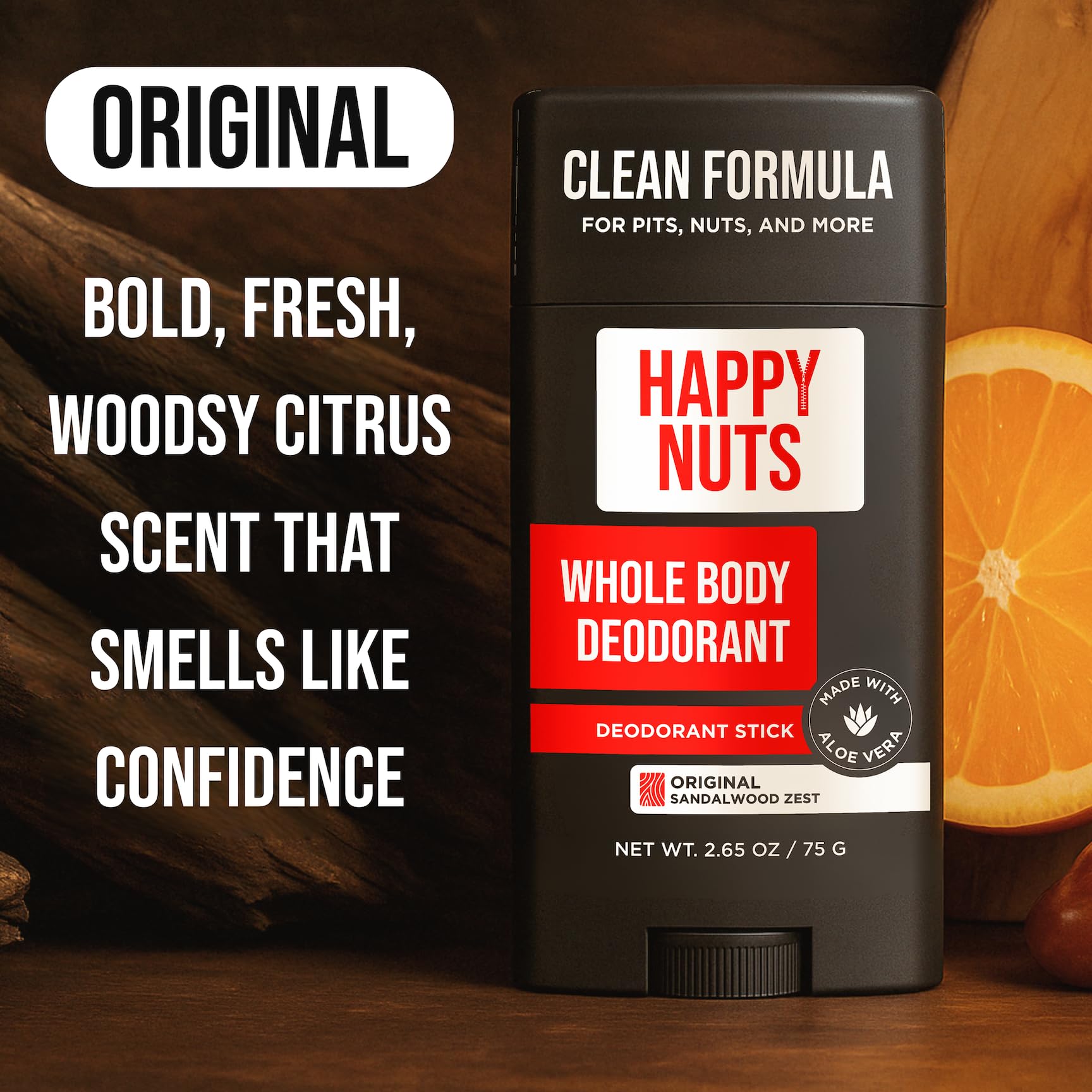 Happy Nuts Whole Body Deodorant for Men - Full Body Odor Control - Ideal for Perfect for Pits, Groin, and More - Powerful & Effective Men's Deodorant (2.65 Ounce (Pack of 1), Original)