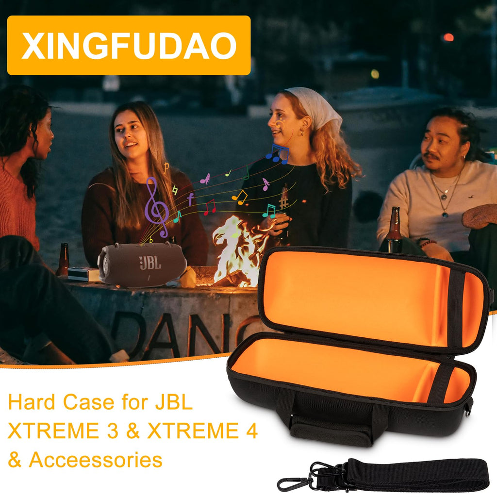 Hard Case Compatible with JBL Xtreme 4/Xtreme 3 Bluetooth Speaker,Travel Carrying Storage Holder Bag with Replacement Shoulder Strap Fit for Charger Adapter and Accessories (Black)