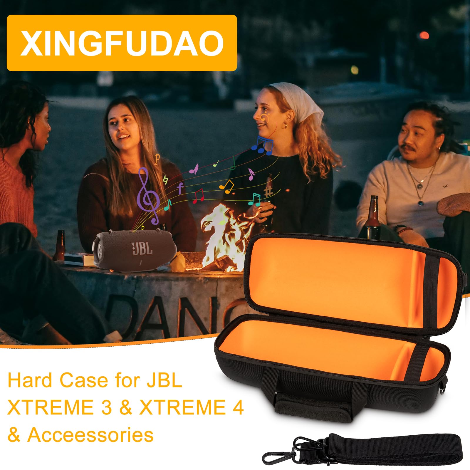 Hard Case Compatible with JBL Xtreme 4/Xtreme 3 Bluetooth Speaker,Travel Carrying Storage Holder Bag with Replacement Shoulder Strap Fit for Charger Adapter and Accessories (Black)