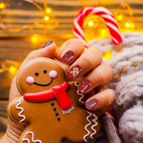 16 Sheets Holiday Nail Wraps Stickers, Christmas Thanksgiving Day Fall Winter All Seasonal Full Nail Polish Strips, DIY Self-Adhesive Nail Art Decals with 2 Piece Nail Files for Party Decor (224 Pcs)