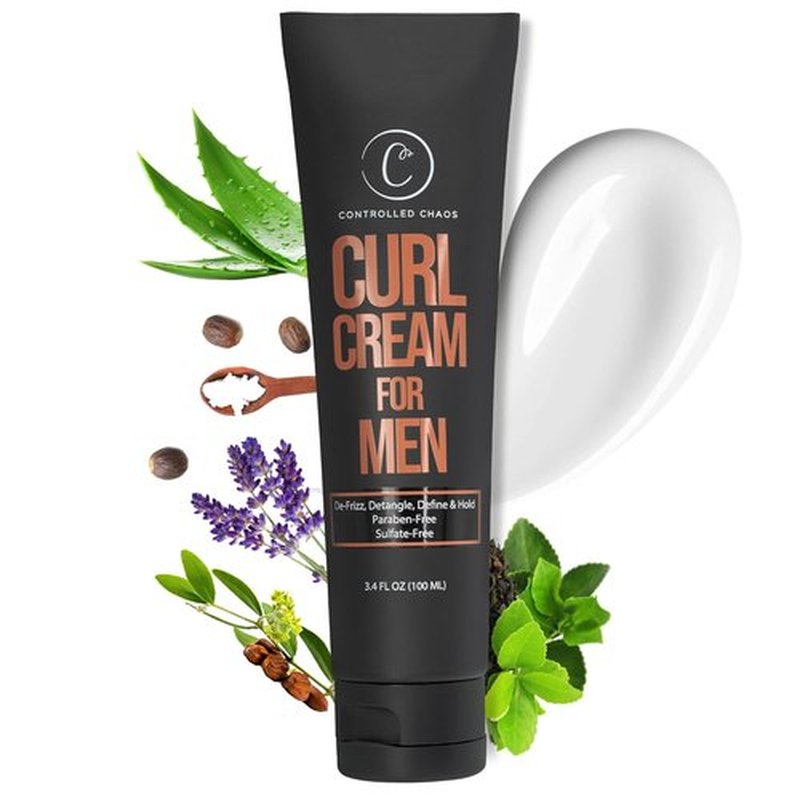 Controlled Chaos Curl Cream for Men - Sulfate-Free Hair Styling Cream for Wavy & Curly Hair (3.4oz)