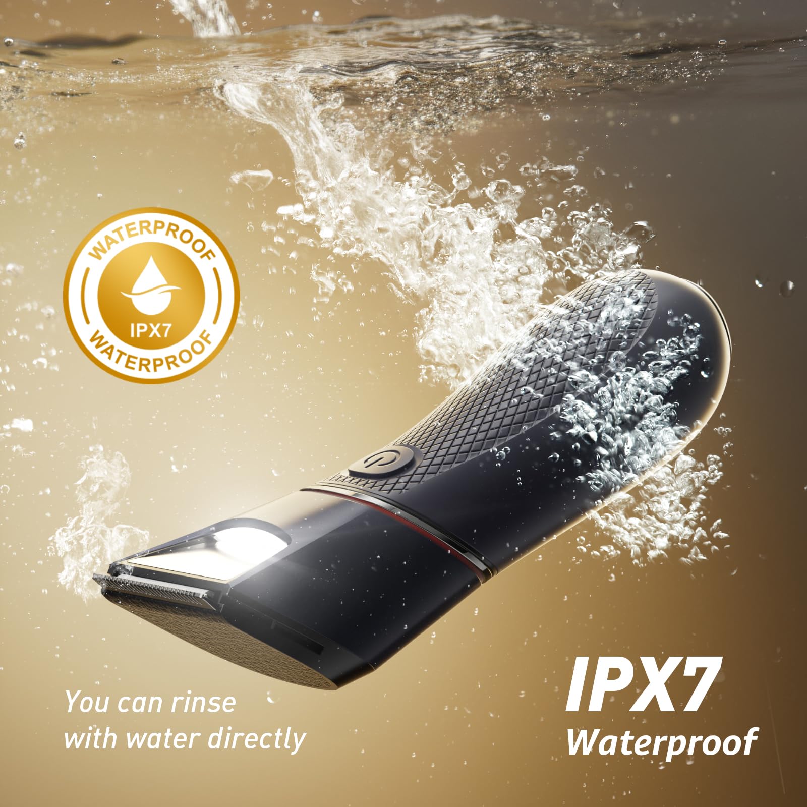 Body Hair Trimmer for Men: Pubic Hair Trimmer with Mirror & LED Light - Electric Ball Shavers with Ceramic Blades & Travel Lock - Body Groomer IPX7 Wet or Dry Use for Groin/Legs