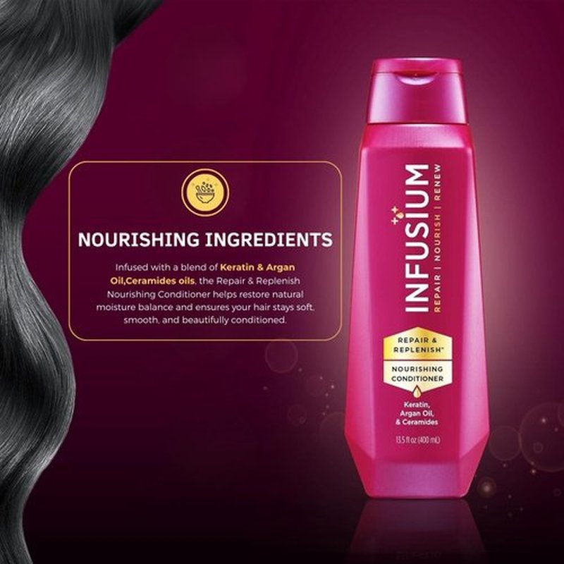 Infusium Repair And Replenish Conditioner - Nourishing Formula With Keratin & Argan Oil - 13.5 oz