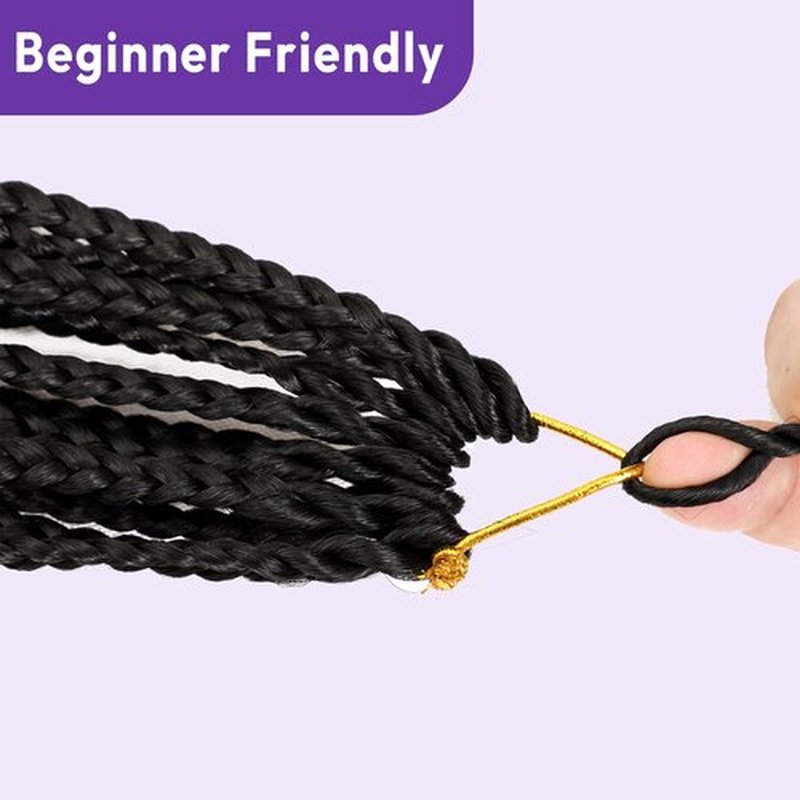 Goddess Box Braids Crochet Hair Pre-looped Boho Crochet Braids For Women With Curly Ends 14inch 7 Packs Synthetic Bohemian Box Braids Hair Extensions (1B)