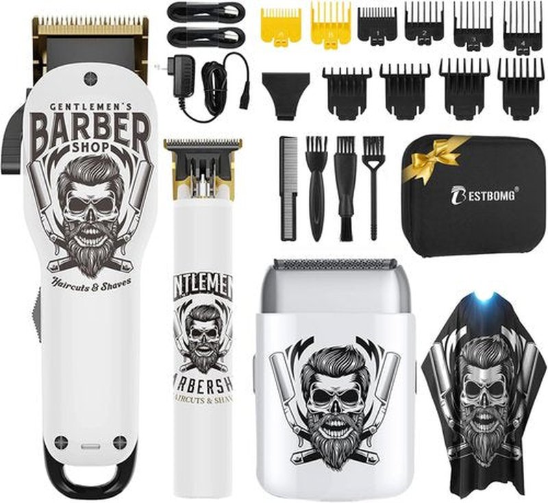 BESTBOMG® Hair Clippers - Professional Beard Trimmer Kit with Ceramic T-Blade | Perfect for Barbers & Gifts