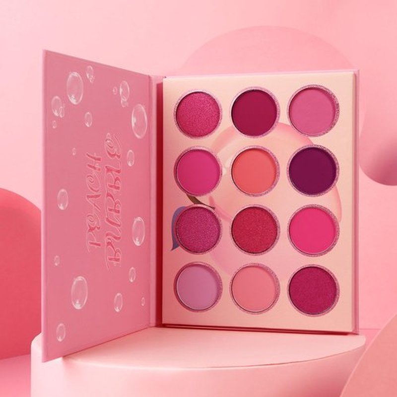 Pink Eyeshadow Palette,12 Colors Peach Matte & Shimmer Highly Pigmented Pink Mini Makeup Eyeshadow Pallet, Warm Natural Blendable Long Lasting Waterproof Small Pallets Eyeshadow for Women and Girls