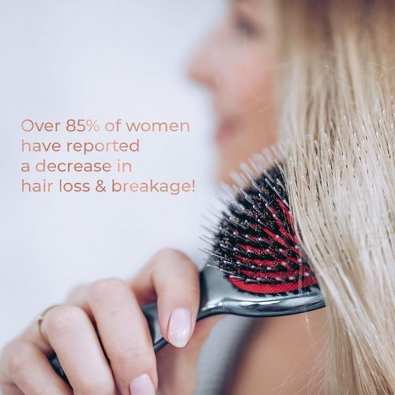 MISEL Professional Boar Bristle Hair Brush - Detangles All Hair Types | Reduces Breakage | Medium Size