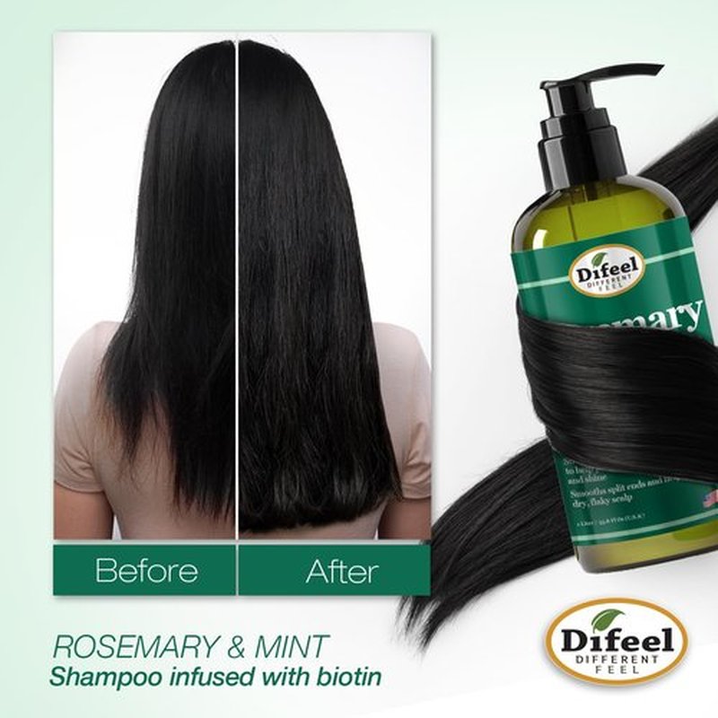 Difeel Rosemary Mint Strengthening Shampoo with Biotin 33.8 oz. - Made with Natural Rosemary Oil for Hair Growth