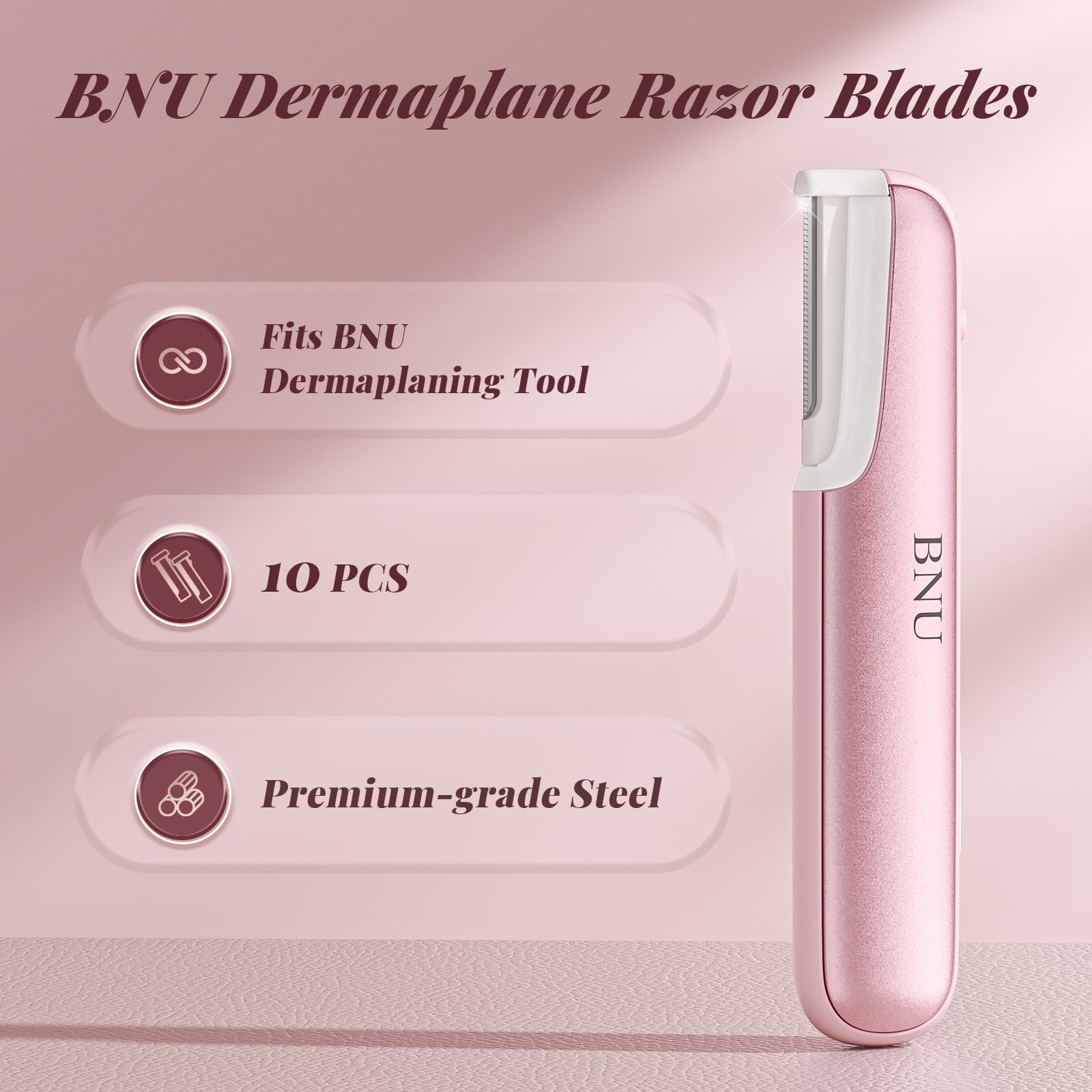 Facial Razor Blades for Face and Body - Flawless Replacement Heads - 10 PCS Replacement Blades Compatible with BNU Sonic Dermaplaning Tool