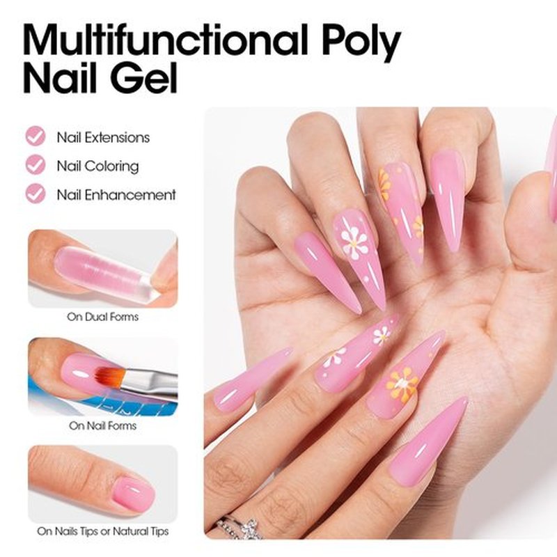 GELLEN Poly Nail Gel Builder for Nail Extension Nail Strengthener, 60 g 06 Natural Pink Poly Gel Trendy Nail Art Design for 3D Nail Molder Beauty Gift for Salon Manicure Easy DIY at Home