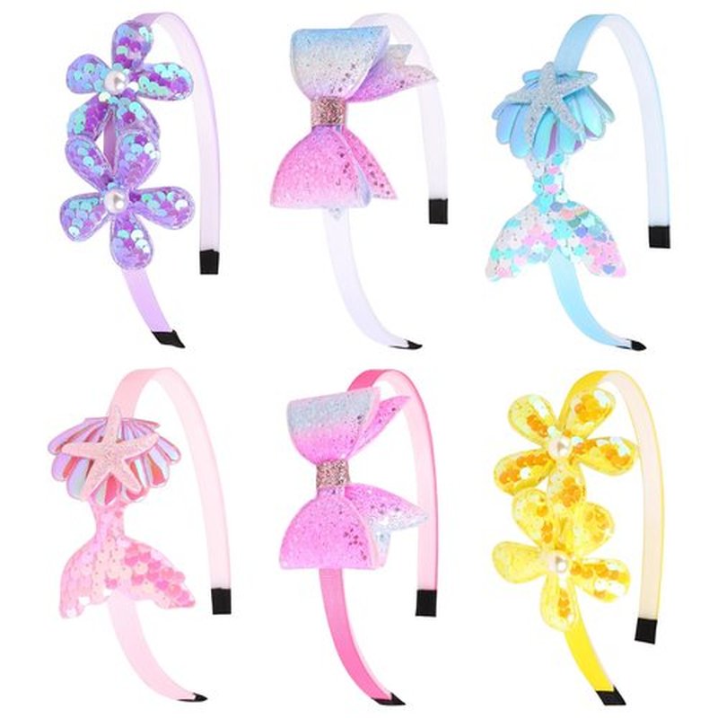 Leery Kids Glitter Headbands,Toddler Headband with Bow Heart Star Flowers Butterflies Design, 6 Pack, Girls Hair Accessories (Fuchsia Pink)