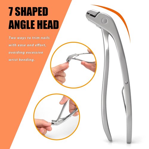Angled Head Large Toenails Clippers for Seniors, Nail Clipper for Thick Toenails and Fingernails, Nail Cutter with Catcher, Nano Glass Nail Buffer, Gifts for Stocking Stuffers Men Women