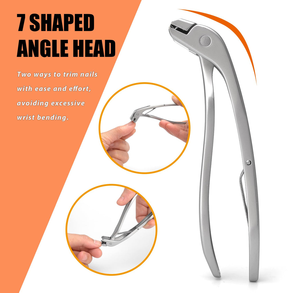 Angled Head Large Toenails Clippers for Seniors, Nail Clipper for Thick Toenails and Fingernails, Nail Cutter with Catcher, Nano Glass Nail Buffer, Gifts for Stocking Stuffers Men Women