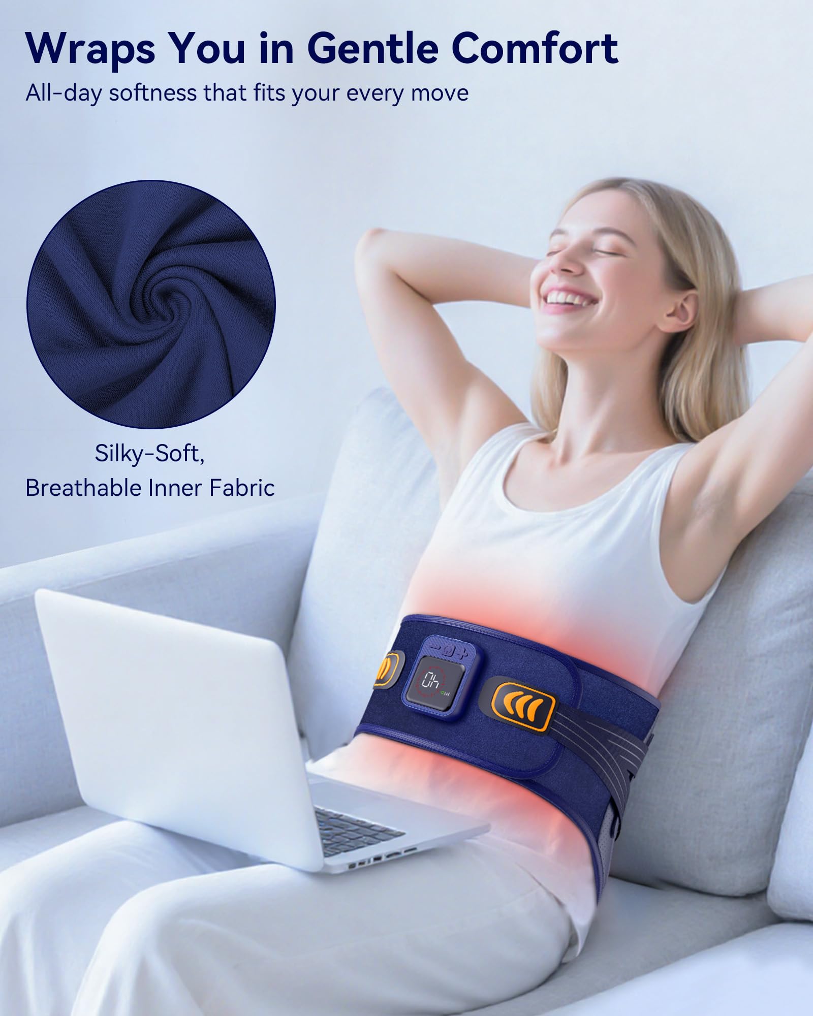 CONLWIN 68" Cordless Heating Pad for Back Pain Relief, Lower Back Massager