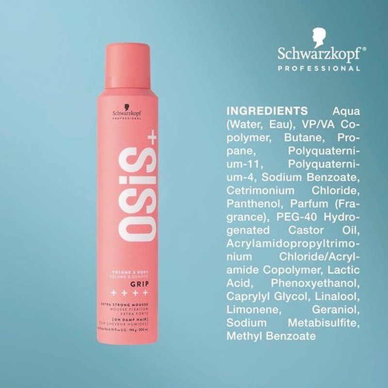 OSiS+ Grip Extreme Hold Mousse - Extra Strong Control & Volume with Heat Protection