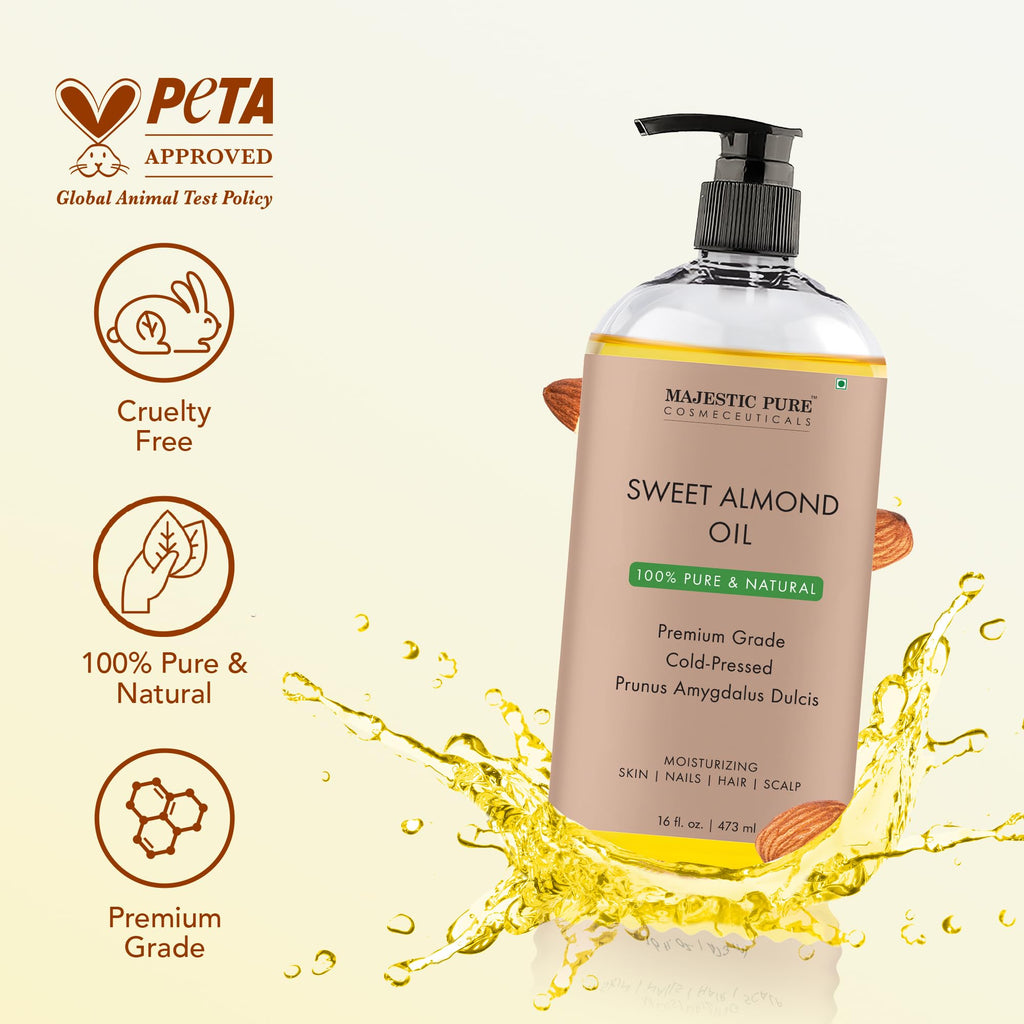MAJESTIC PURE Apricot Oil, 100% Pure and Natural, Cold-Pressed, Apricot Kernel Oil, Moisturizing, for Skin Care, Massage, Hair Care, and to Dilute Essential Oils, 16 fl oz
