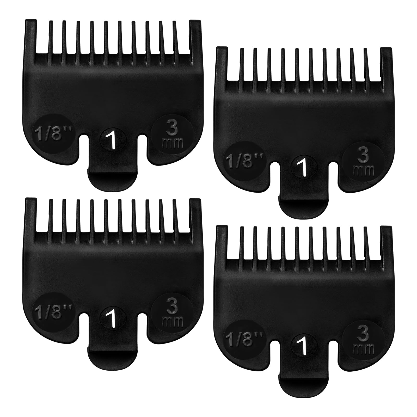 4 PCS 3114-001 Clipper Guards for Wahl, Professional Trimmer Guards for Wahl #1-1/8"(3.0mm), Hair Clipper Guards to Cutting Hair - Black