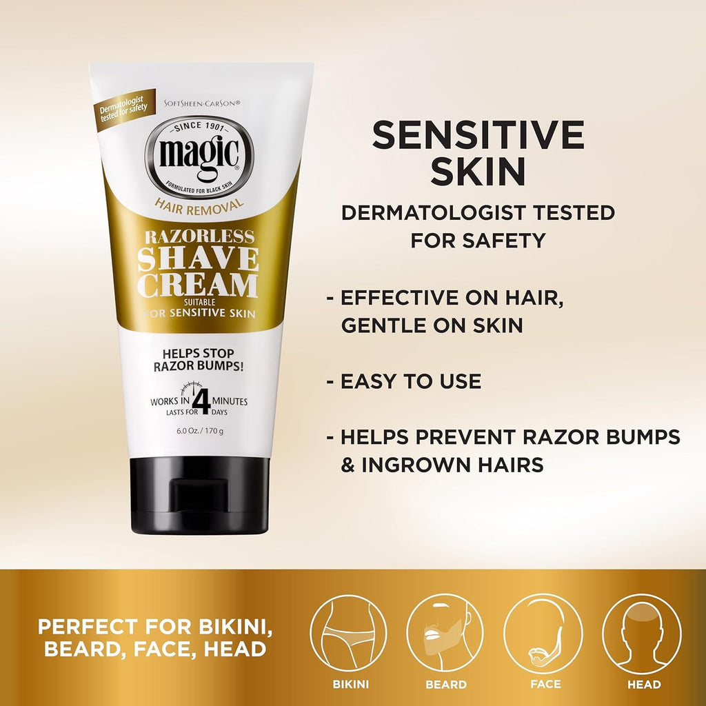 Magic Shave Razorless Cream Shave, Bald Head Smooth Head Maintenance, Light Fresh Scent 6 oz (170 g) by AB