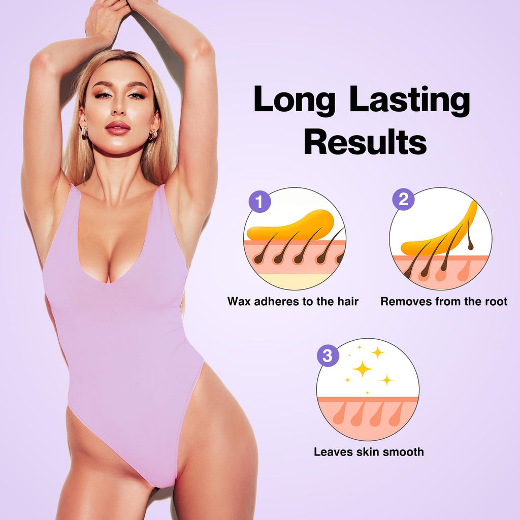 Waxers Wax Roller Kit for Hair Removal Lavender Roll on Wax Kit for Women Men Professional Soft Wax for Leg Arms Back & Armpit