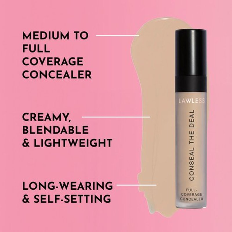 LAWLESS Conseal The Deal Lightweight Longwear Everyday Concealer - Linen - with Antioxidants and Caffeine to Reduce Dark Circles and Puffiness. Long-Wearing and Self-Setting, Silicone-Free - 5 ml.
