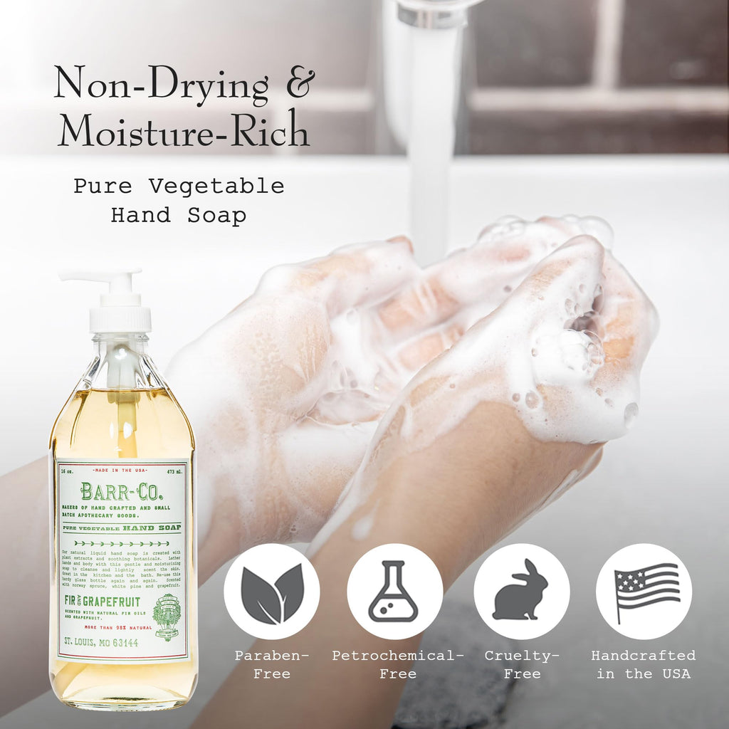 BARR-CO. Reserve Hand Soap, Natural Hand Soap for Kitchen & Bathroom, Vegan Formula, Earthy Tobacco & Cedar Scent 16 fl oz