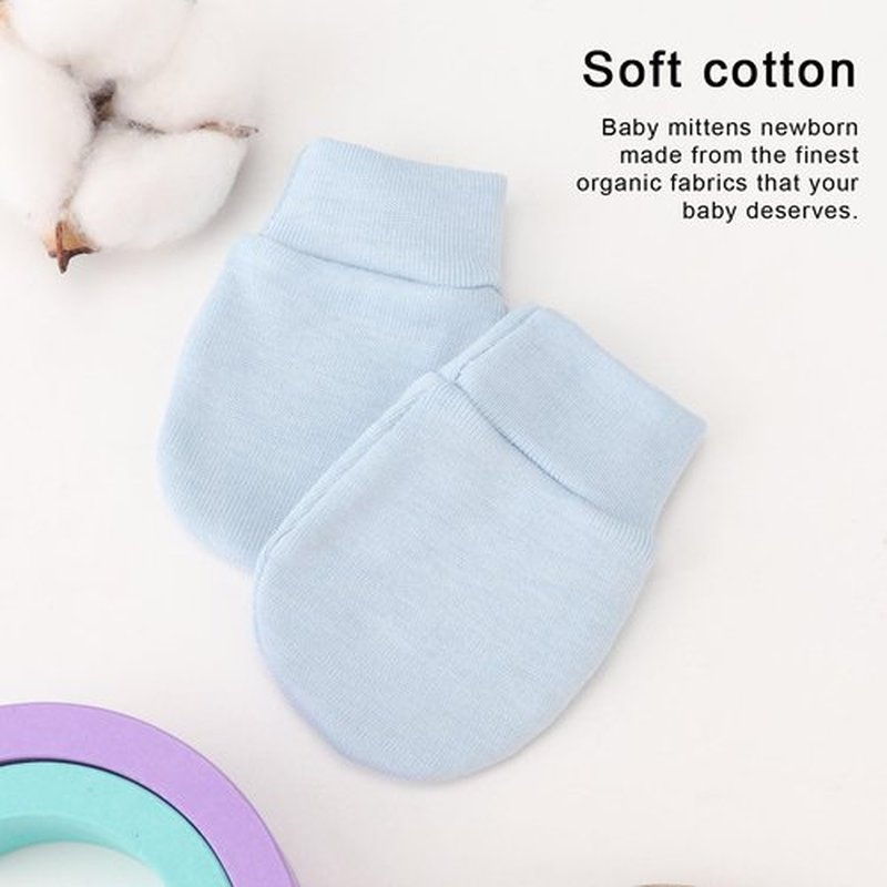 BQUBO Newborn Infant Mittens No Scratch Cotton Elastic Wrist Gloves Hypoallergenic for 0-6 Months Baby Boys Girls
