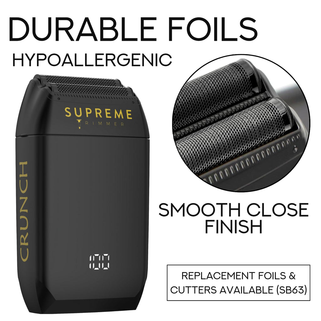 Supreme Trimmer Vader Trimmer & Crunch Foil Shaver Barber Haircutting Kit | Professional DLC T-Blade Beard Trimmer & Waterproof IPX6 Shaver Set | Black Lite