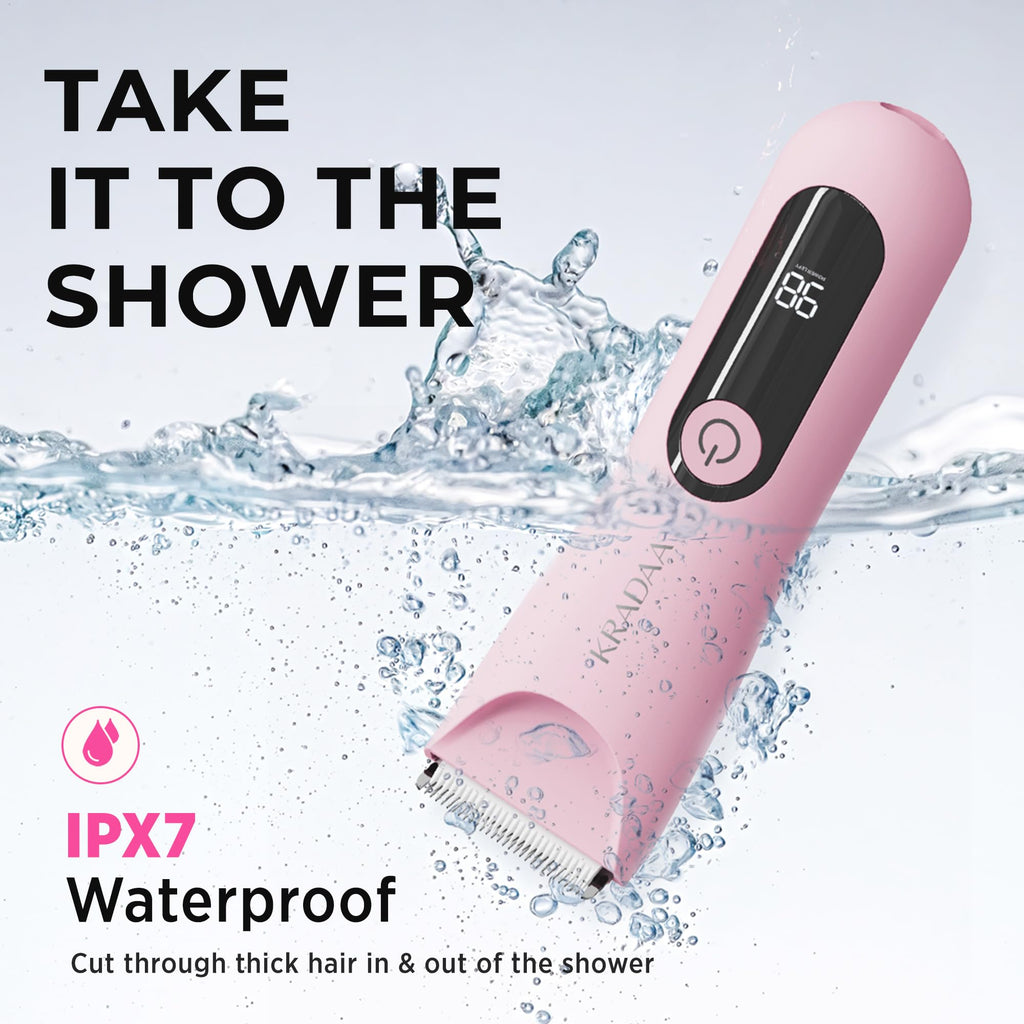 Bikini Trimmer for Women Pubic Hair: Rechargeable Eletctric Razors for Women - Painless Eletctric Shaver - (Blossom Pink)