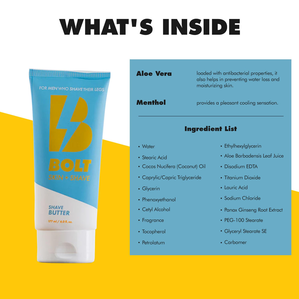 BOLT Skin + Shave Shave Butter For Men and Women - 6 Fl Oz