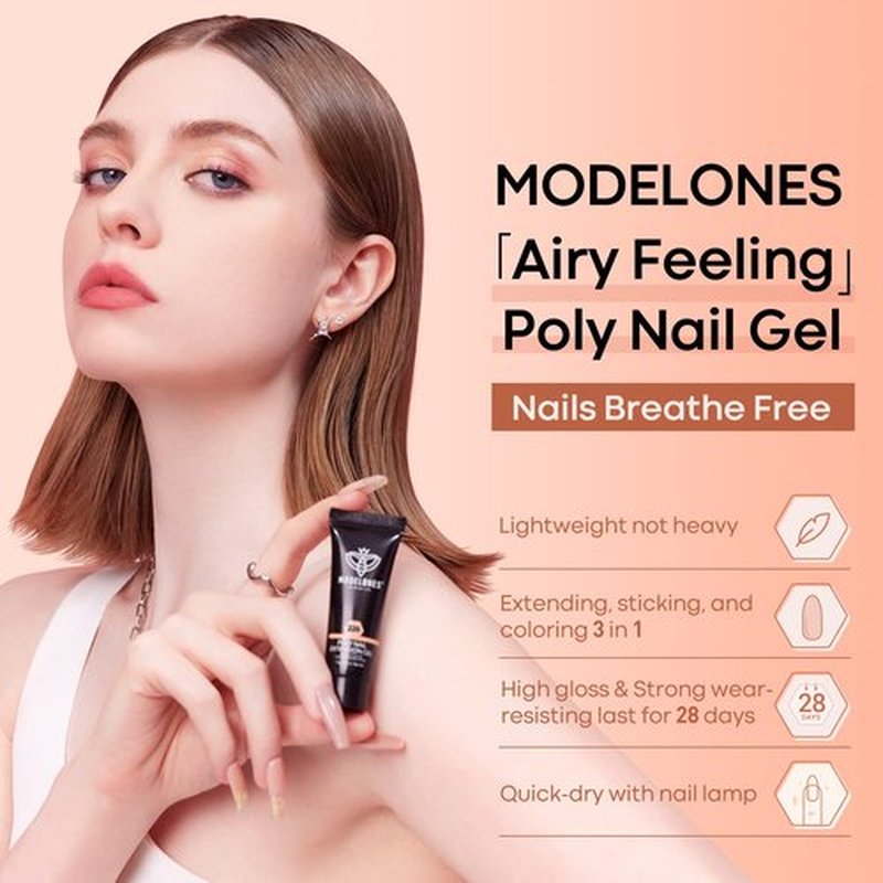 Modelones Poly Nail Gel Kit with 48W Nail Lamp 6 Colors Nude Skin Tones Nail Extension Gel Kit Slip Solution Rhinestones Glitter Kit for Nail Manicure Beginner Starter Kit DIY at Home Gift