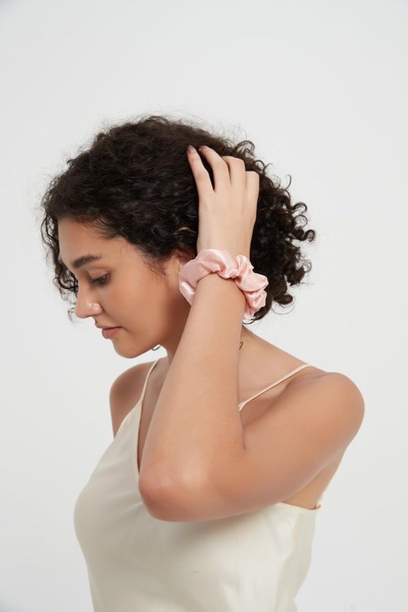 Alaska Bear 100% Mulberry Silk Hair Scrunchies, Elastic Bobbles Hair Ties Band for Women Hair Care(3pcs, Pink, Silver, Ivory)