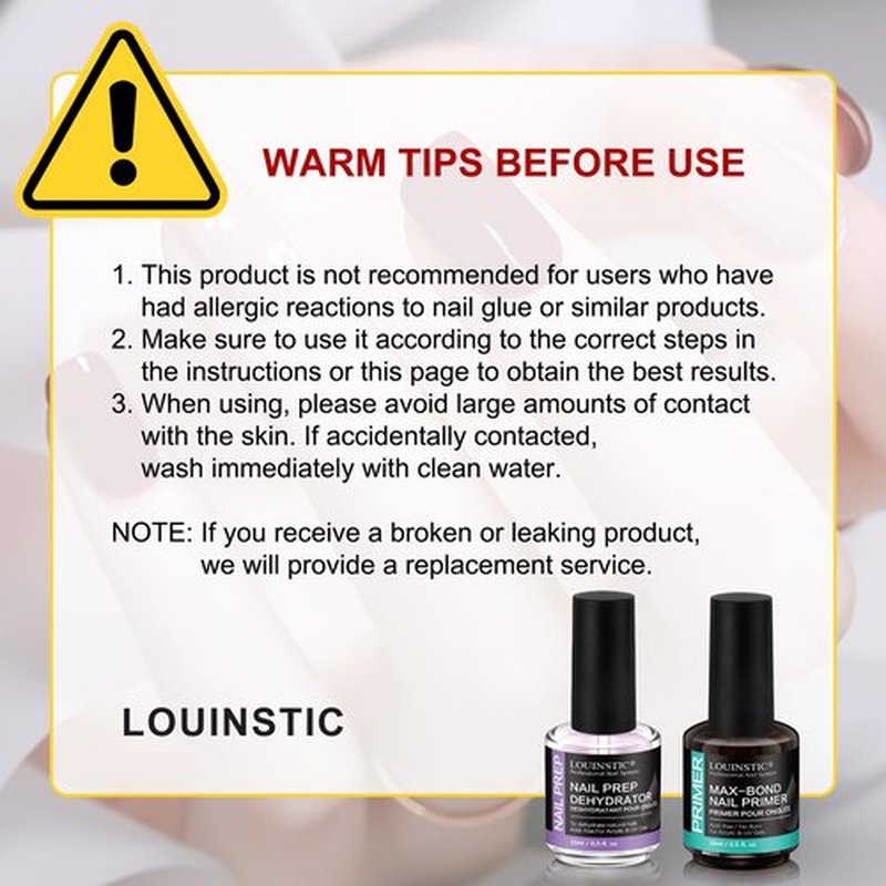 LOUINSTIC Acid-Free Nail Dehydrator 15ml – Fast Air-Dry Nail Prep for Acrylic, UV Gel & Gel Polish. Hema-Free Dehydrator Base Coat, No Burn, Low-Odor. Salon & DIY Use