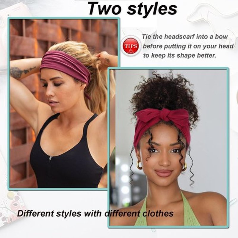 TuTive 4 Pieces Knotted Adjustable Headbands for Women Black Headbands Elastic Non-Slip Fashion Hair Bands for Workout Sports Running Yoga