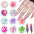 SILPECWEE 12 Boxes Glass Nail Foil Cellophane Aurora Nail Art Foil Sheets Glass Paper Laser Nail Stickers Iridescent Nail Designs Stickers Holographic Nail Film 3D Nail Decoration