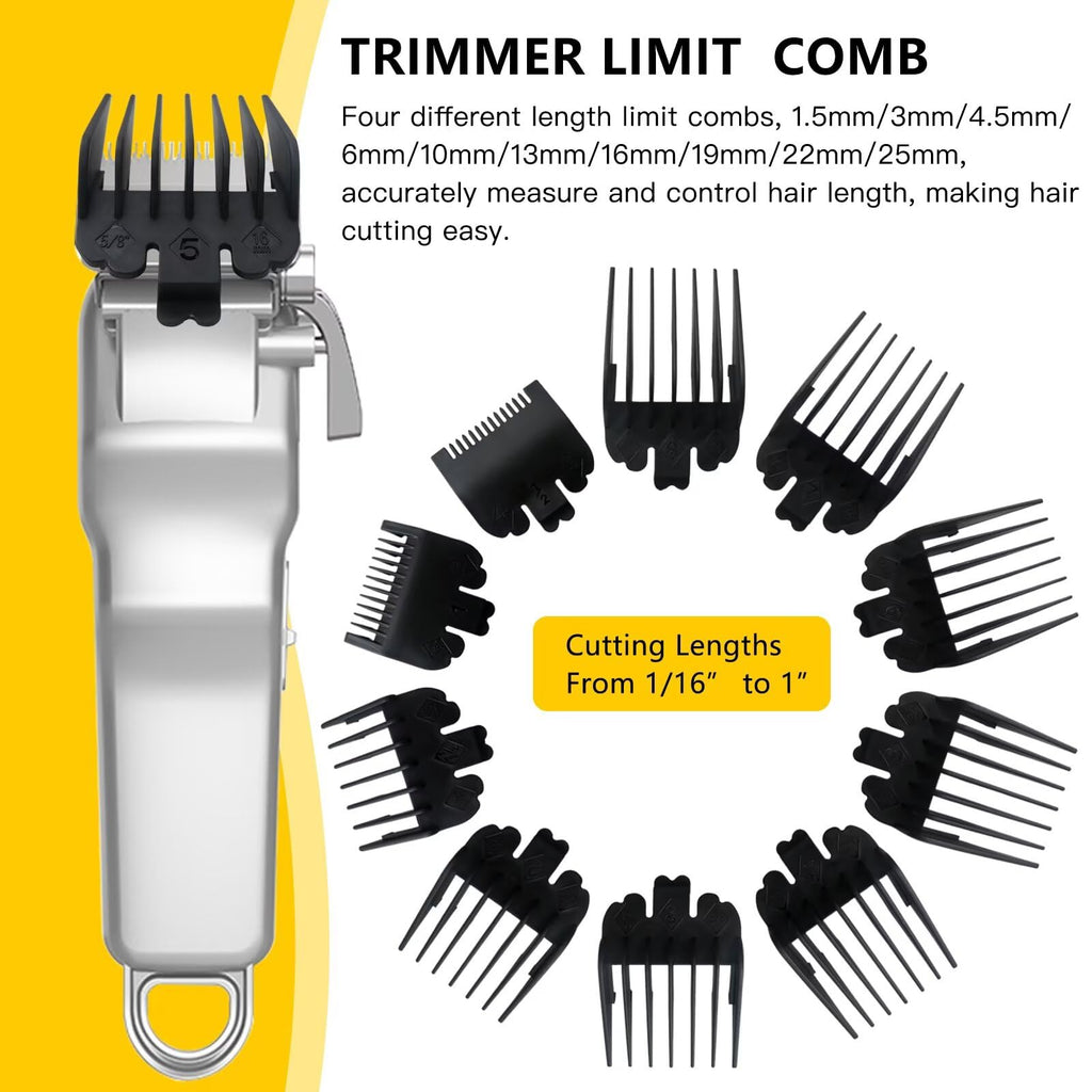 TalaBide 10-Piece Hair Clipper Guards Cutting Combs Fit for Limural K11S/Novah HCL-001/Surker K7S/K9C/K9S - Black
