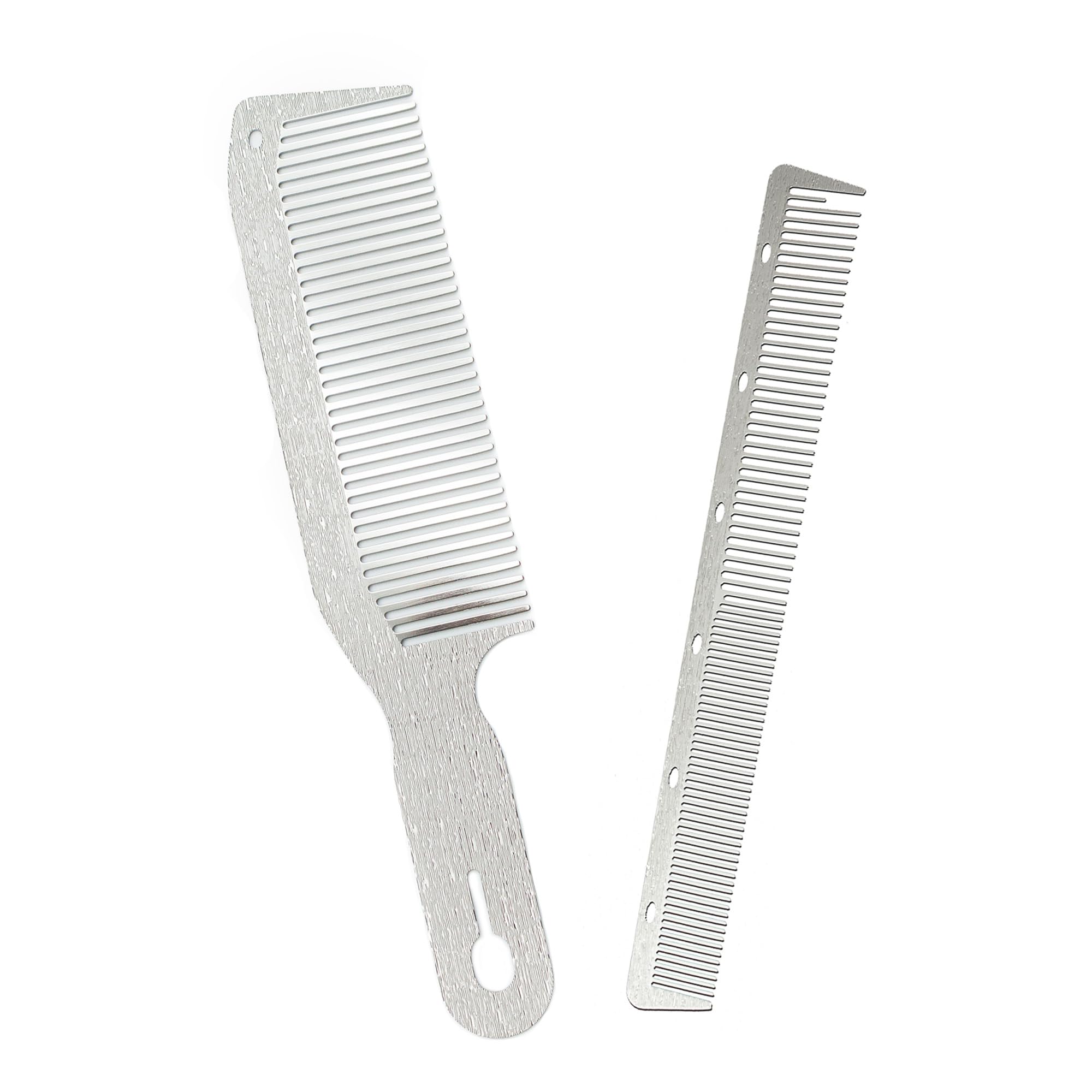 Dolmifapro 2 Pcs Stainless Steel Comb Set Metal Barber Combs for Hair Stylist, High Texture, Wood Grain Design barber combs professional Metal Fine Comb