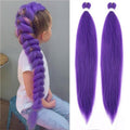 Flyteng Long Purple Braiding Hair 30 Inch Pre Stretched Synthetic hair Extensions for Braids 2 Packs Purple Rumi Braiding Hair for Stage Party Halloween Costume Cosplay