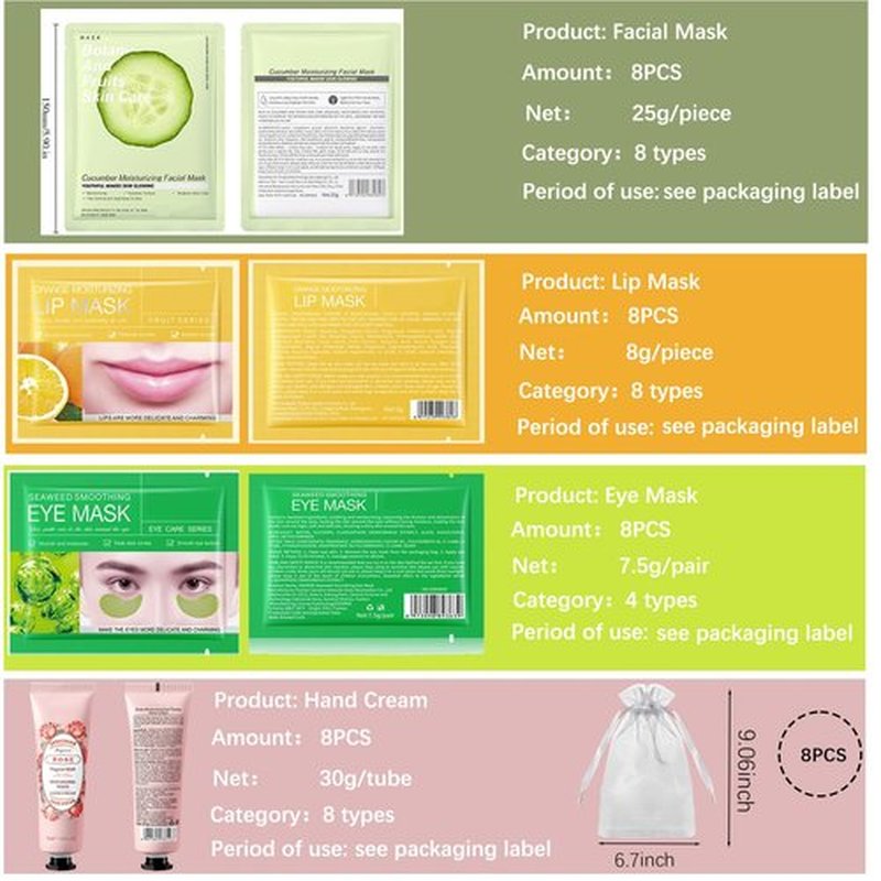 48 Pcs Spa Party Supplies for Women,Spa Party Favors, Facial Masks,Under Eye Patches,Hand Cream, Lip mask,Headband and Organza Bags, Home Spa Kit Sleepover Party Favors,Gifts for Women Spa Day Set