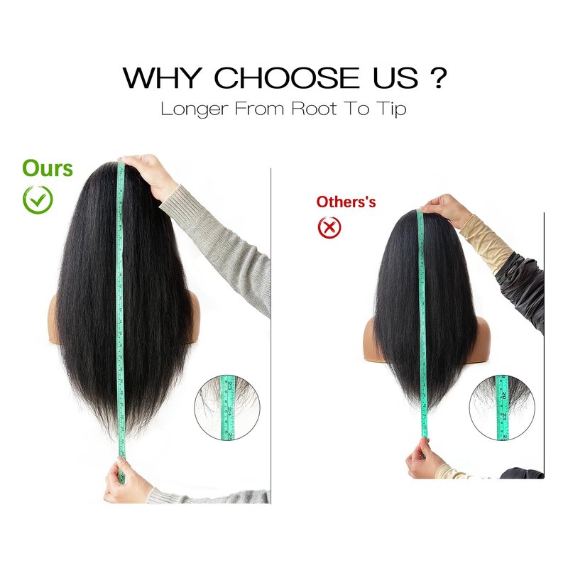 Woman's Romance Headband Wig For Black Women Kinky Straight Headband Wig Human Hair 180% Density Yaki Straight Headband Wigs Wear and Go Glueless Wig Human Hair Machine Made Natural Black (16in)